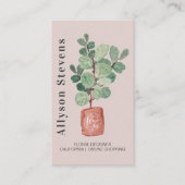 Moderner Blumendesigner Pflanze rosa Logo qr Visitenkarte (Vorderseite)