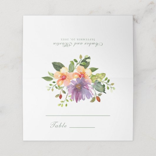 Moderner Blumenfrühling Sommer Bright Bold Platzkarte (Außenseite Aufgefaltet)