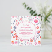 Moderner Blumengarten Boho Pink Einladung zur Hoch (Stehend Vorderseite)
