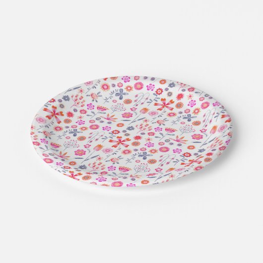 Moderner Blumengarten Pappteller (Schrägansicht)