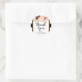 Moderner Blumenglam Schwarz-weißer Streifen Chic G Runder Aufkleber (Tasche)