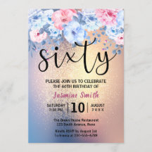 Moderner Blumengold Glitzer 60. Geburtstag