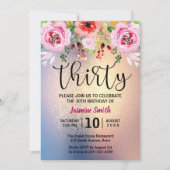 Moderner BlumengoldGlitzer-30. Geburtstag Einladung (Vorderseite)