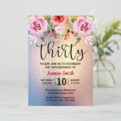 Moderner BlumengoldGlitzer-30. Geburtstag Einladung (Stehend Vorderseite)