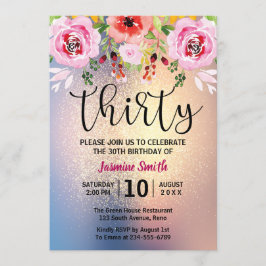 Moderner BlumengoldGlitzer-30. Geburtstag Einladung