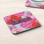 Moderner Blumenhallo Darling Square Untersetzer (Linke Seite)