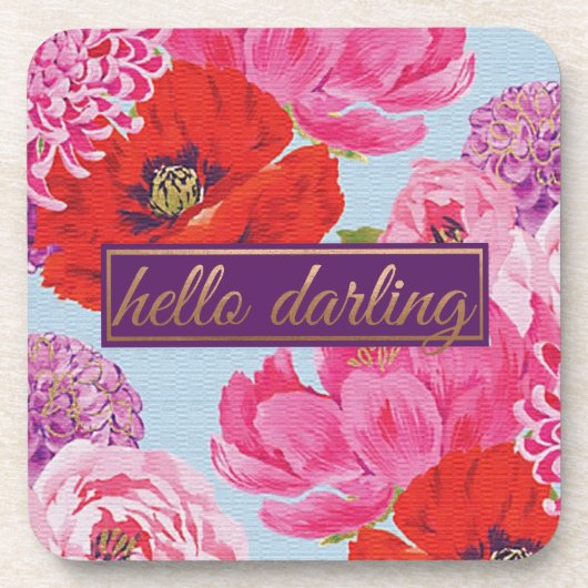 Moderner Blumenhallo Darling Square Untersetzer (Vorderseite)