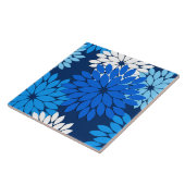 Moderner BlumenKimono-Druck, Blau, Aqua u. Marine Fliese (Seite)