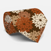 Moderner BlumenKimono-Druck, dunkles Brown und TAN Krawatte (Gerollt)