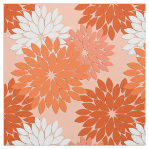 Moderner BlumenKimono-Druck, korallenrote Orange Stoff