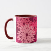 Moderner BlumenKimono-Druck, korallenrotes Rosa u. Tasse (Links)