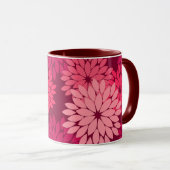 Moderner BlumenKimono-Druck, korallenrotes Rosa u. Tasse (VorderseiteRechts)