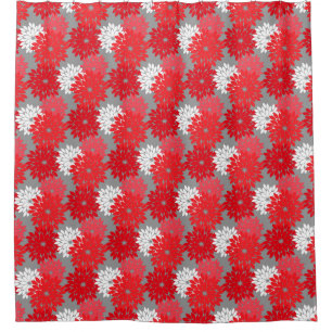 Moderner BlumenKimono-Druck, korallenrotes Rotes Duschvorhang