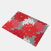 Moderner BlumenKimono-Druck, korallenrotes Rotes Fußmatte (Schrägansicht)