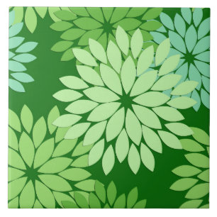 Moderner Blumenkimono-Druck, Limones Grün Fliese
