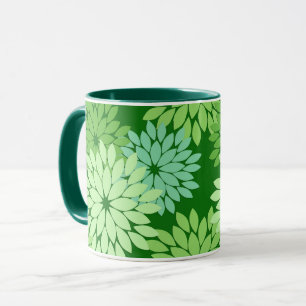 Moderner Blumenkimono-Druck, Limones Grün Tasse