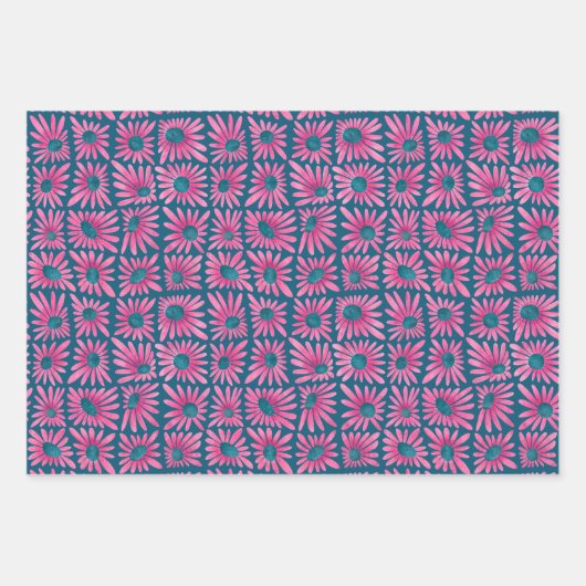 Moderner Blumenklotz mit rosafarbener Farbe Geschenkpapier Set (Vorderseite 2)