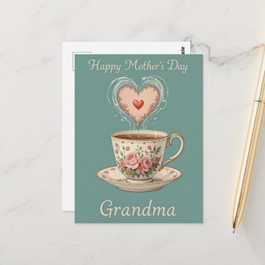 Moderner Blumenkohl Oma Stilvoller Muttertag Postkarte (Vorderseite/Rückseite Beispiel)