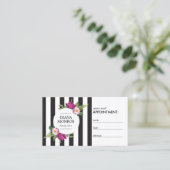 Moderner Blumenkranz gestreifter Salon Ernennung Terminkarte (Stehend Vorderseite)