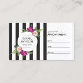 Moderner Blumenkranz gestreifter Salon Ernennung Terminkarte (Vorderseite)