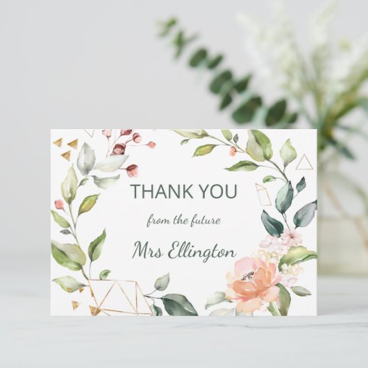 Moderner Blumenkranz in Aquarellen Vielen Dank Dankeskarte (Stehend Vorderseite)