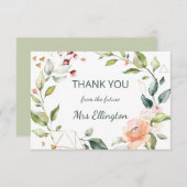 Moderner Blumenkranz in Aquarellen Vielen Dank Dankeskarte (Vorne/Hinten)