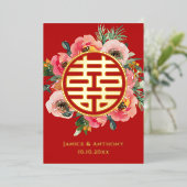 Moderner Blumenkranz mit doppelter chinesischer Ho Folieneinladung (Stehend vorne)