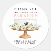 Moderner Blumenkuchen Geburtstag Runder Aufkleber (Vorderseite)