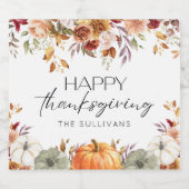 Moderner Blumenkürbis Rustikaler Erntedank Abendes Schaumweinetikett (Einzelnes Label)