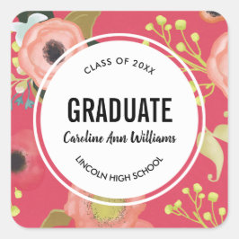 Moderner Blumenmuster-Abschluss Quadratischer Aufkleber