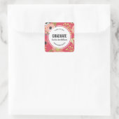 Moderner Blumenmuster-Abschluss Quadratischer Aufkleber (Tasche)