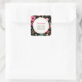 Moderner Blumenmuster-Abschluss Quadratischer Aufkleber (Tasche)