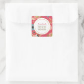 Moderner Blumenmuster-Abschluss Quadratischer Aufkleber (Tasche)