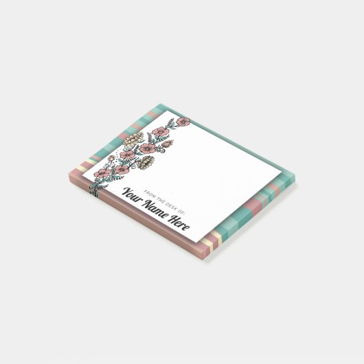 Moderner Blumenmuster-Designer aus der Mitte des J Post-it Klebezettel (angewinkelt)