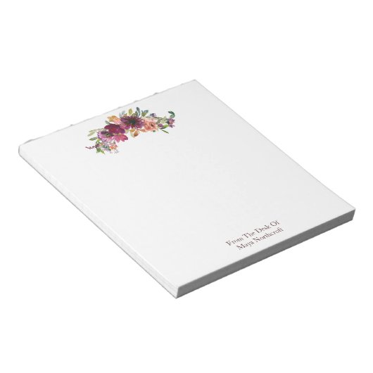 Moderner Blumenname Personalisiert Notizblock (angewinkelt)