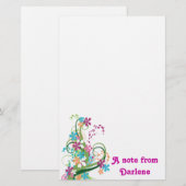 Moderner Blumennotizblock Briefpapier (Vorne/Hinten)