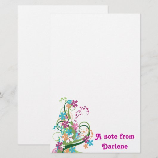 Moderner Blumennotizblock Briefpapier (Vorne/Hinten)