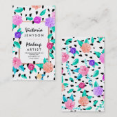 Moderner Blumenpinsel in Aquarellfarbe Makeup-Küns Visitenkarte (Vorne/Hinten)