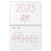 Moderner Blumenrosa Kalender 2023 (Feb 2027)