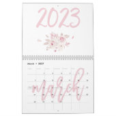 Moderner Blumenrosa Kalender 2023 (Mär 2027)