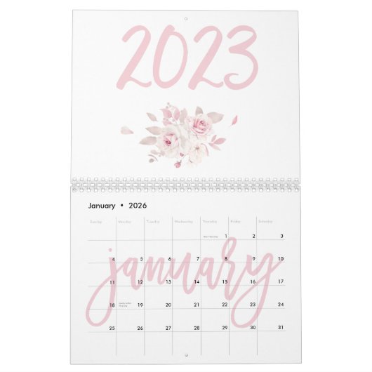 Moderner Blumenrosa Kalender 2023 (Jan 2026)