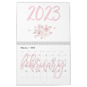 Moderner Blumenrosa Kalender 2023 (Feb 2026)