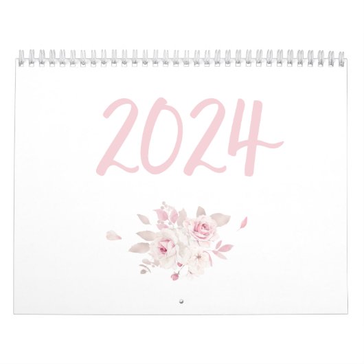 Moderner Blumenrosa Kalender 2024 (Titelbild)