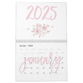Moderner Blumenrosa Kalender 2025