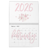 Moderner Blumenrosa Kalender 2026 (Feb 2027)