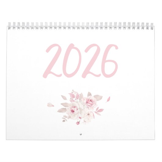 Moderner Blumenrosa Kalender 2026 (Titelbild)