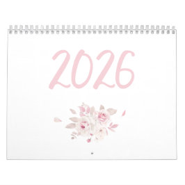Moderner Blumenrosa Kalender 2026