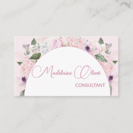 Moderner, blumenrosa weißer Elegant Feminine QR Co Visitenkarte