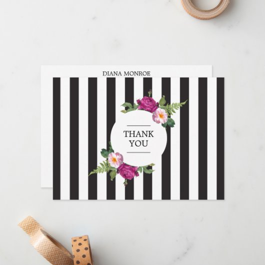 Moderner Blumenstrauß Vielen Dank Mitteilungskarte (Vorderseite/Rückseite Beispiel)