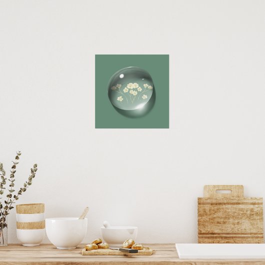 Moderner Blumenwassertropfen Poster (Küche)